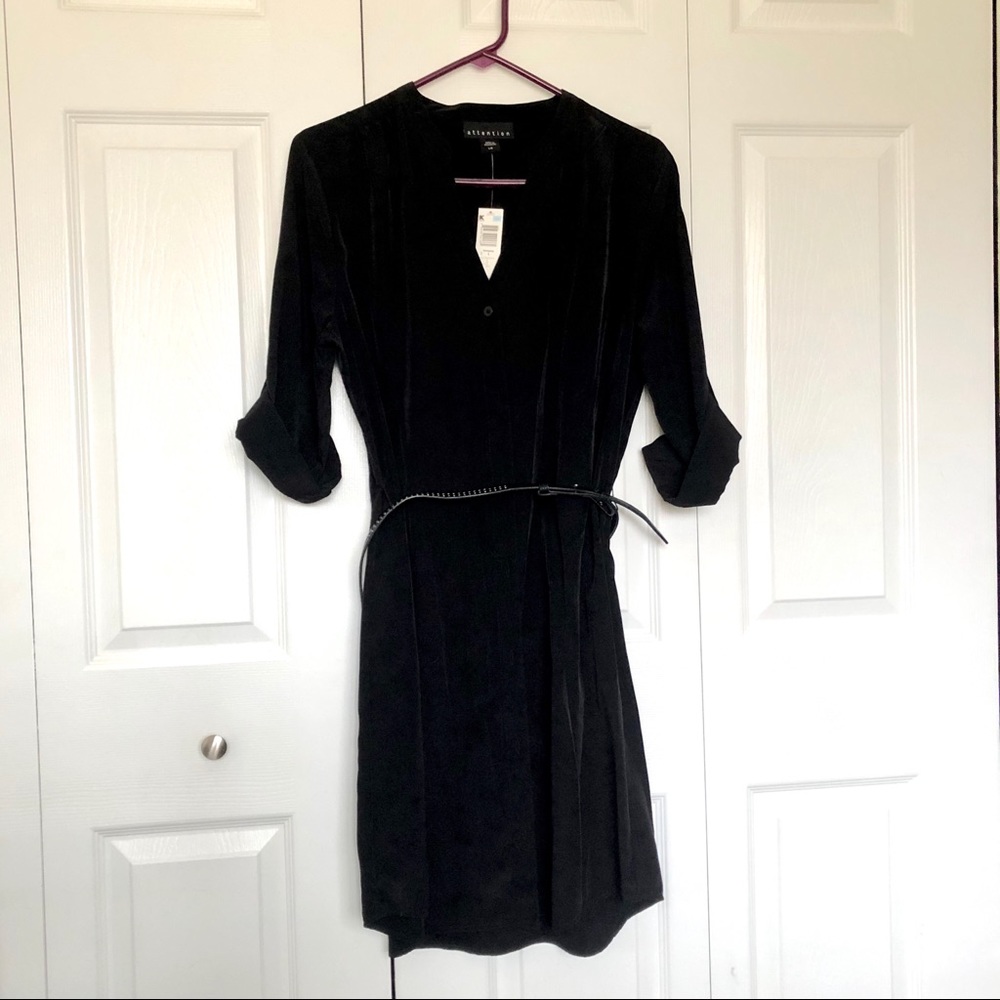NWT Black belted shirt dress